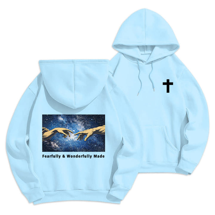 Christianartworkshop Fearfully And Wonderfully Made Starry Back Print Hoodie - Blue - 2XL - image 18