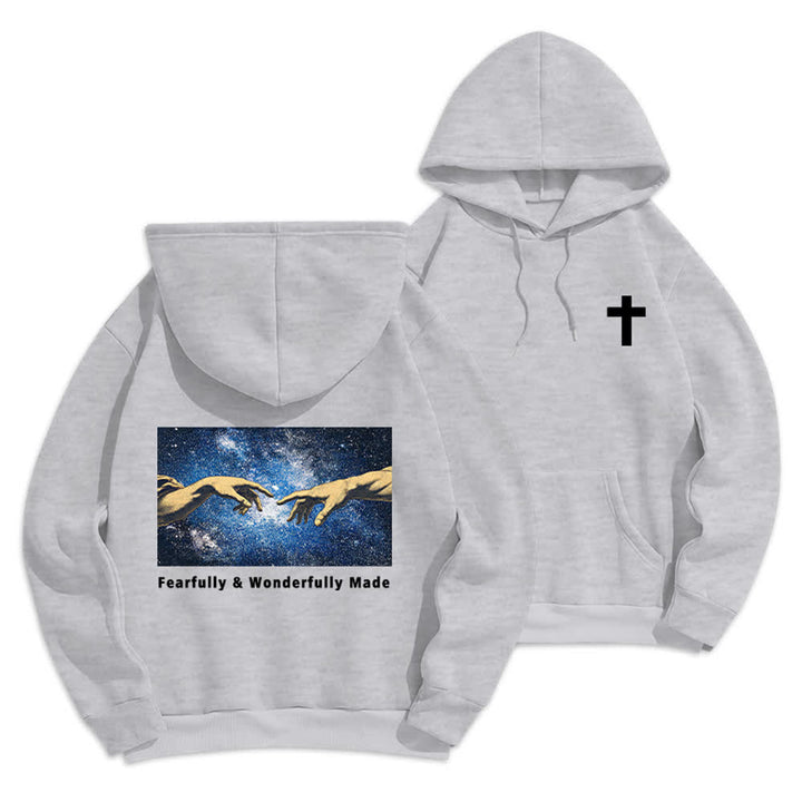 Christianartworkshop Fearfully And Wonderfully Made Starry Back Print Hoodie - Grey - 2XL - image 6