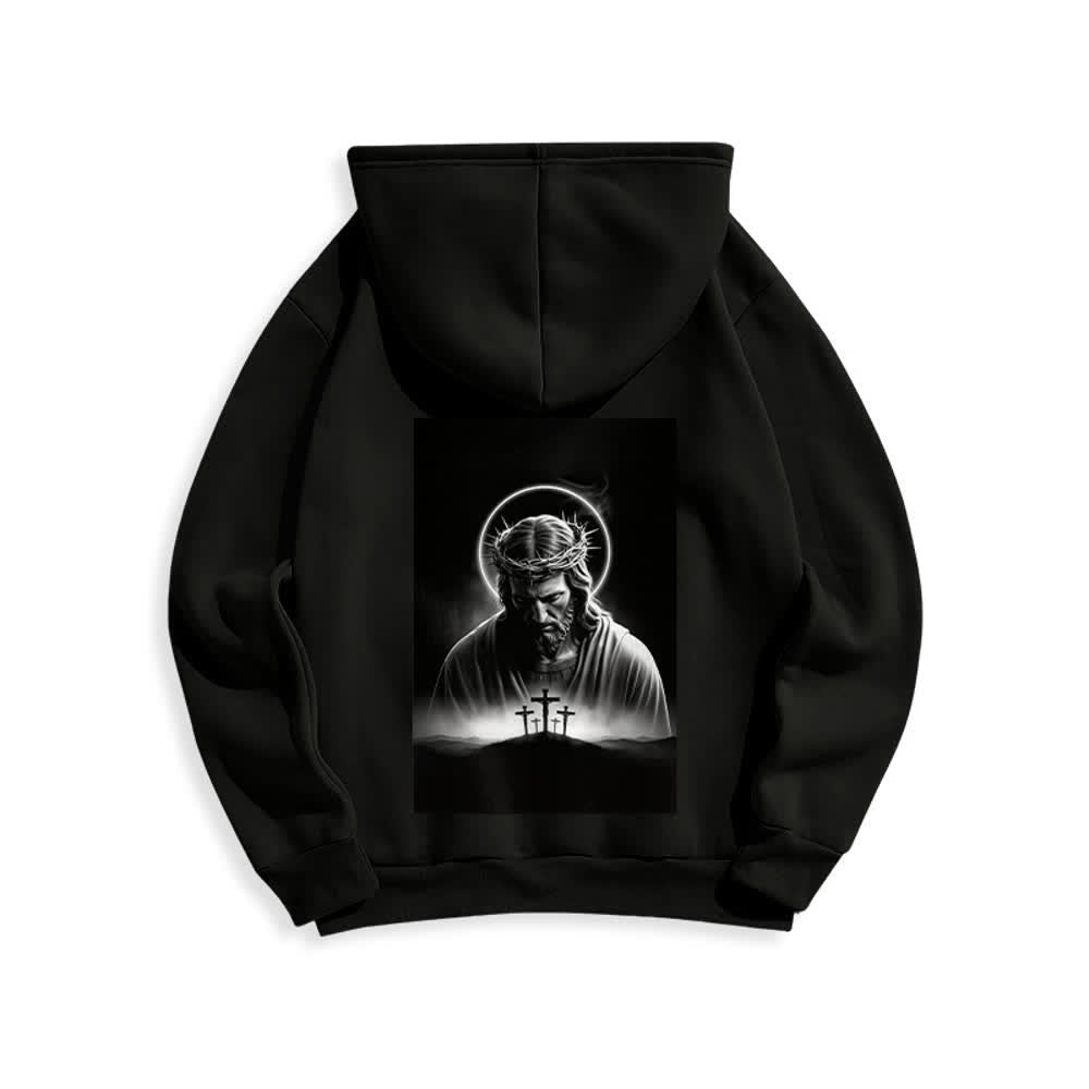 Christianartworkshop Crown Of Thorns Back Print Fleece Lined Hoodie - image 1