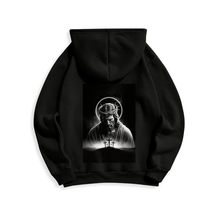 Christianartworkshop Crown Of Thorns Back Print Fleece Lined Hoodie - image 1