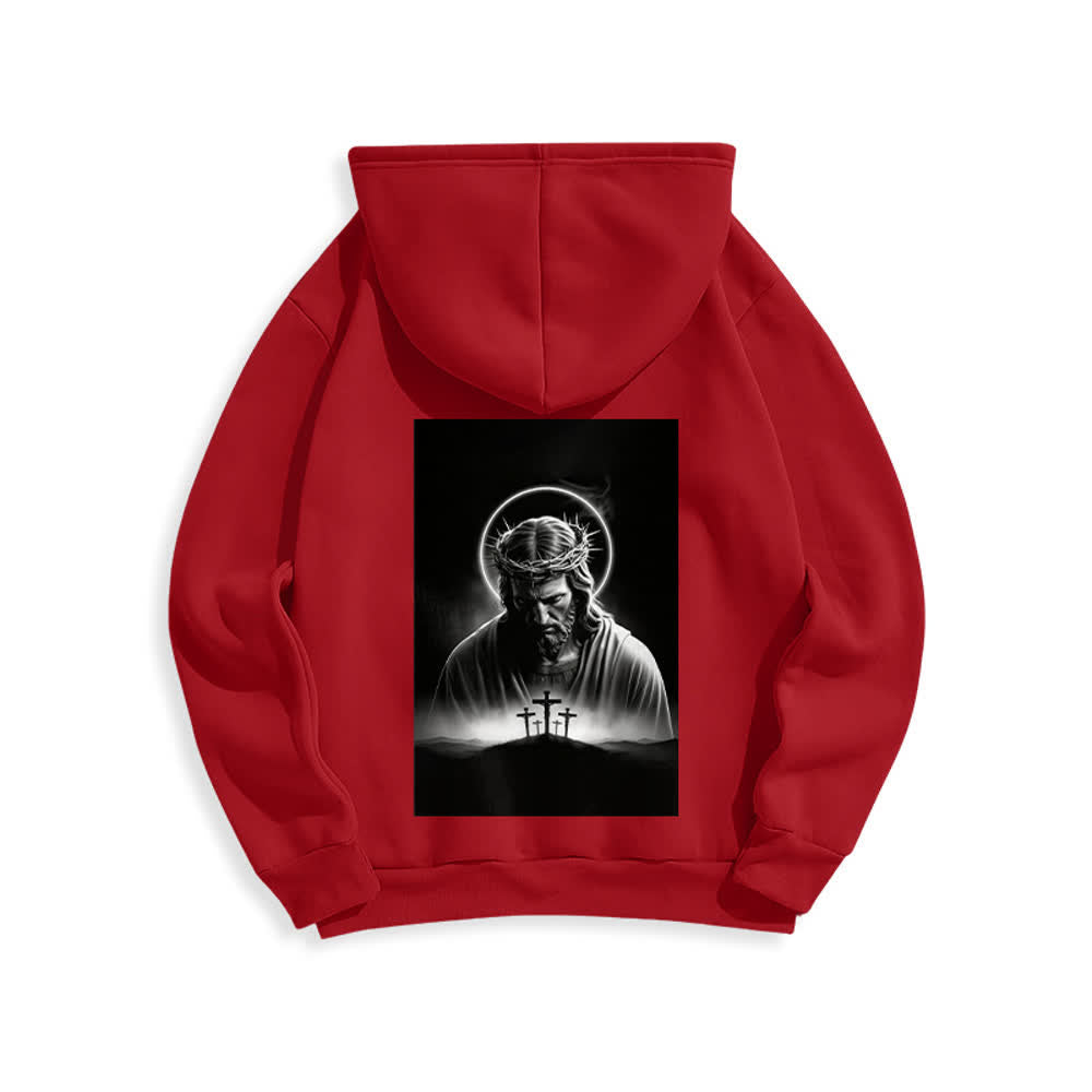 Christianartworkshop Crown Of Thorns Back Print Fleece Lined Hoodie - image 10