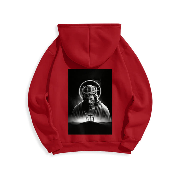 Christianartworkshop Crown Of Thorns Back Print Fleece Lined Hoodie - image 10
