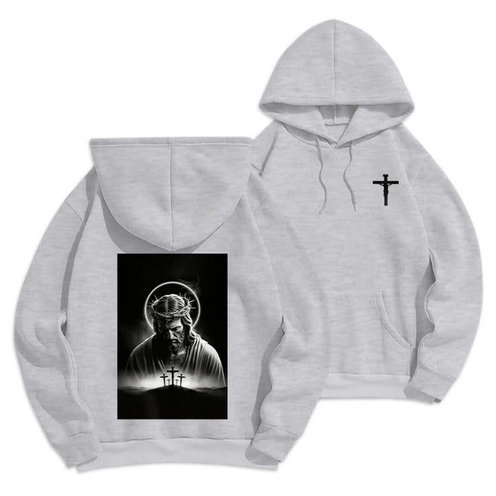 Christianartworkshop Crown Of Thorns Back Print Fleece Lined Hoodie - Grey - 2XL - image 6