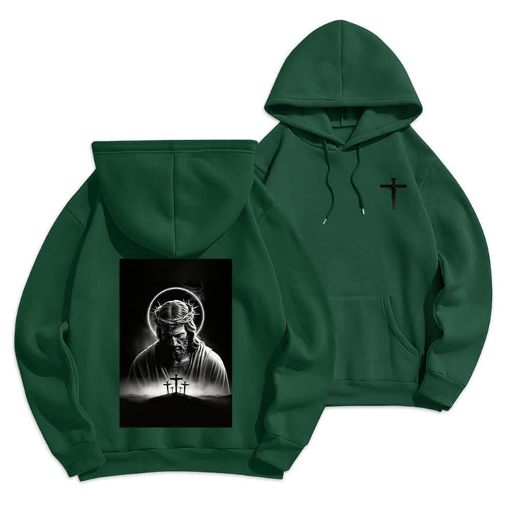 Christianartworkshop Crown Of Thorns Back Print Fleece Lined Hoodie - Green - 2XL - image 18