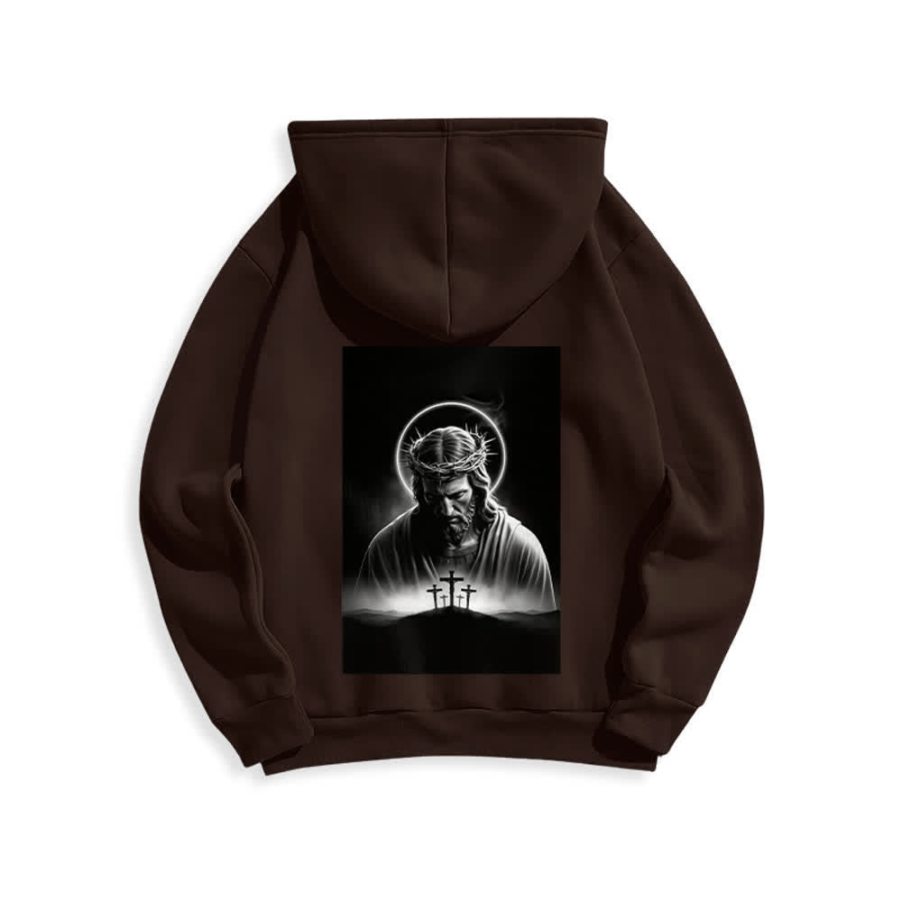 Christianartworkshop Crown Of Thorns Back Print Fleece Lined Hoodie - image 13