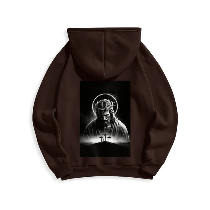 Christianartworkshop Crown Of Thorns Back Print Fleece Lined Hoodie - image 13