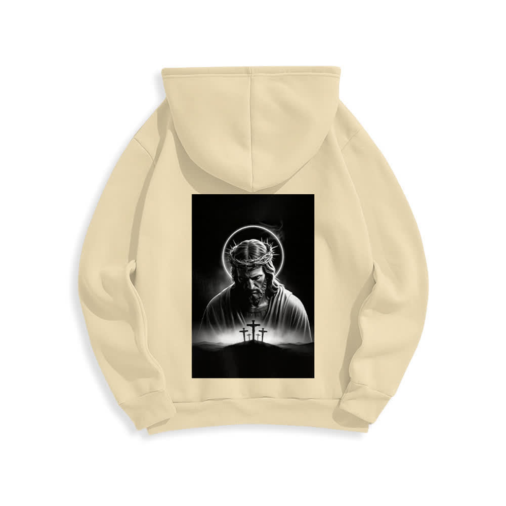 Christianartworkshop Crown Of Thorns Back Print Fleece Lined Hoodie - image 22