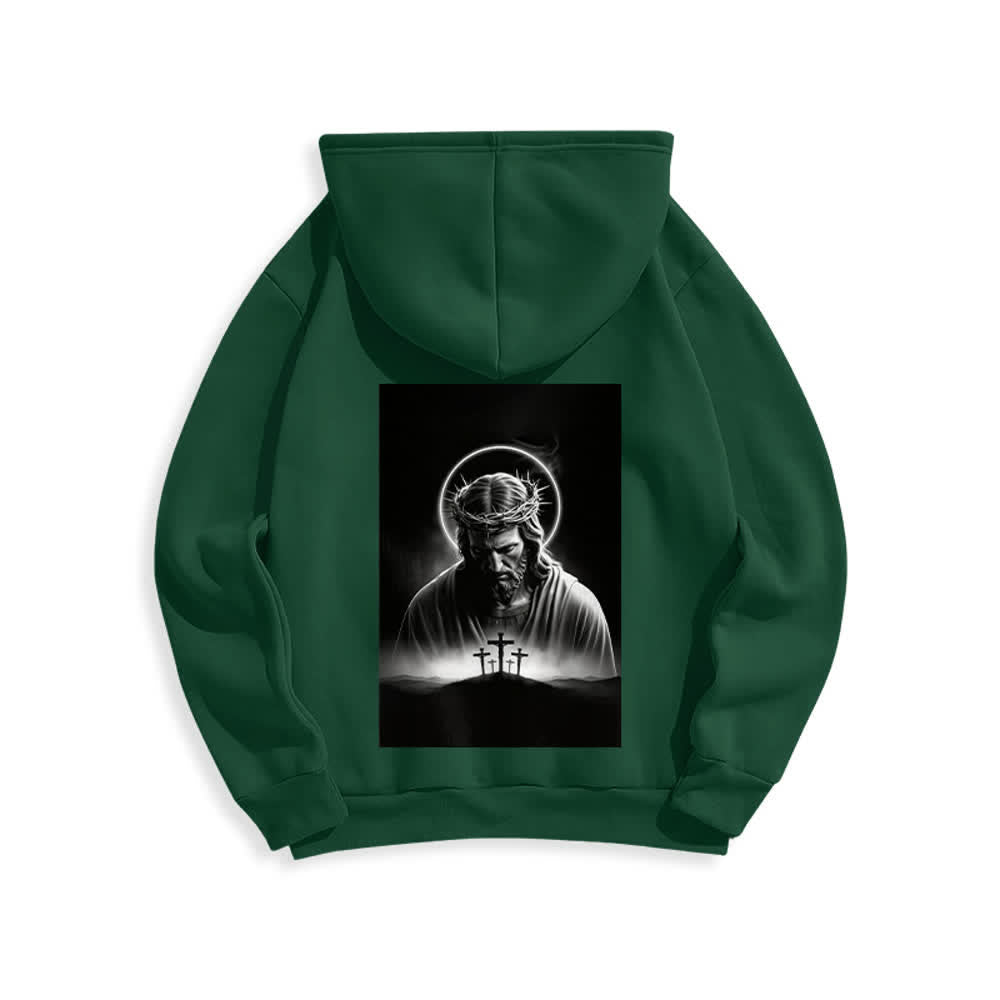 Christianartworkshop Crown Of Thorns Back Print Fleece Lined Hoodie - image 19