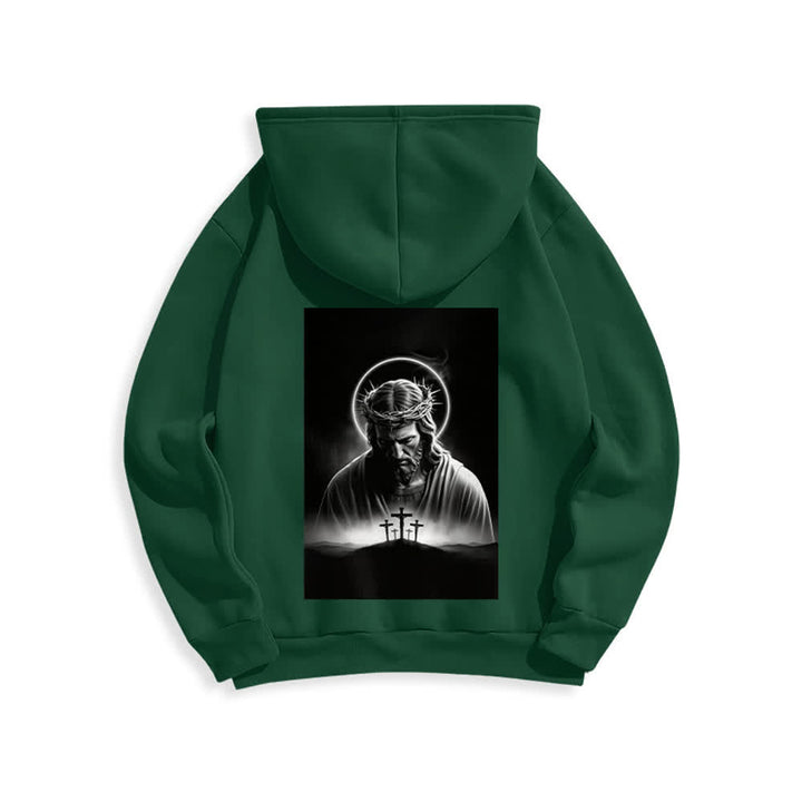 Christianartworkshop Crown Of Thorns Back Print Fleece Lined Hoodie - image 19