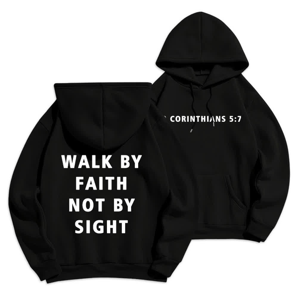Christianartworkshop Walk By Faith Not By Sight Pullover Hoodie - Black - 2XL - image 0