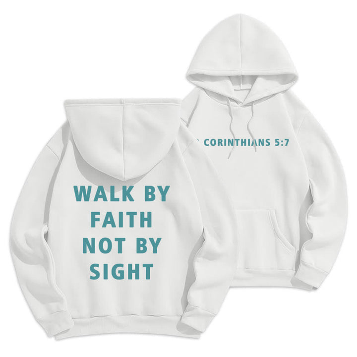 Christianartworkshop Walk By Faith Not By Sight Pullover Hoodie - White - 2XL - image 6
