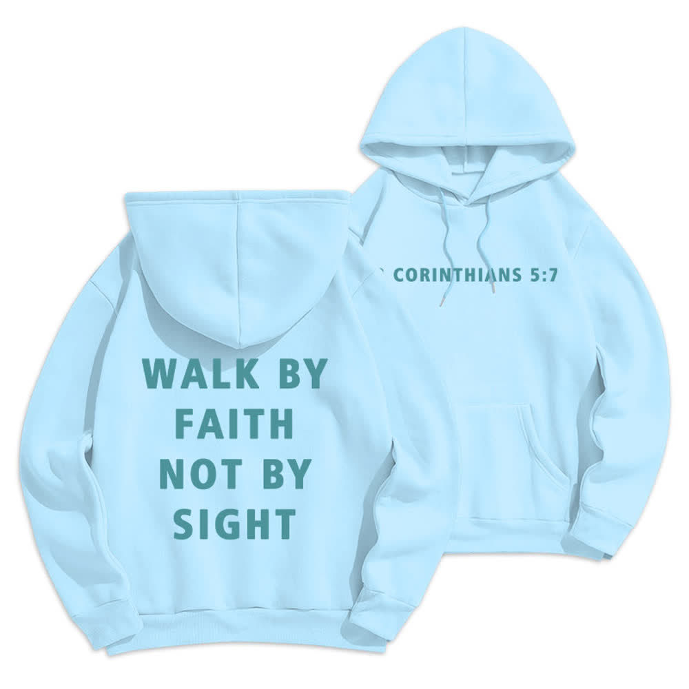 Christianartworkshop Walk By Faith Not By Sight Pullover Hoodie - Blue - 2XL - image 3