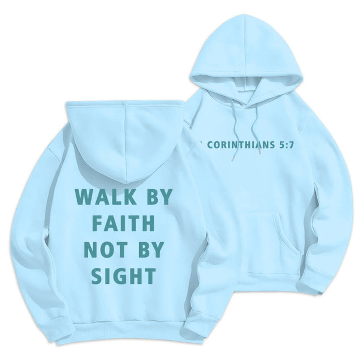 Christianartworkshop Walk By Faith Not By Sight Pullover Hoodie - Blue - 2XL - image 3
