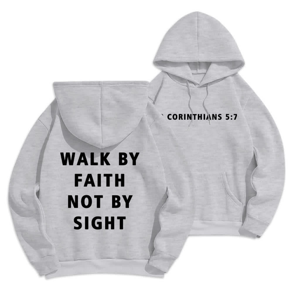 Christianartworkshop Walk By Faith Not By Sight Pullover Hoodie - Grey - 2XL - image 12