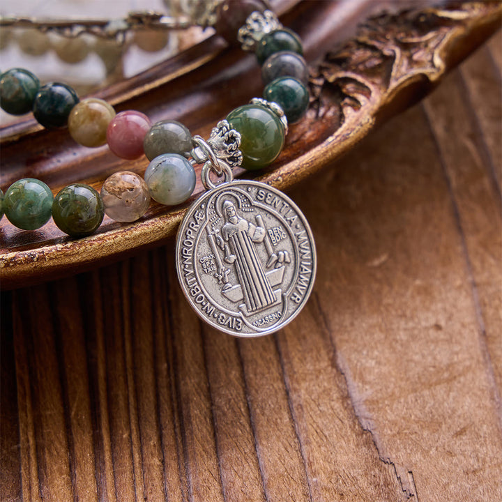 Christianartworkshop Saint Benedict & Miraculous Crystal Crucifix Bracelet: Bearer of Sacred Strength - image 4