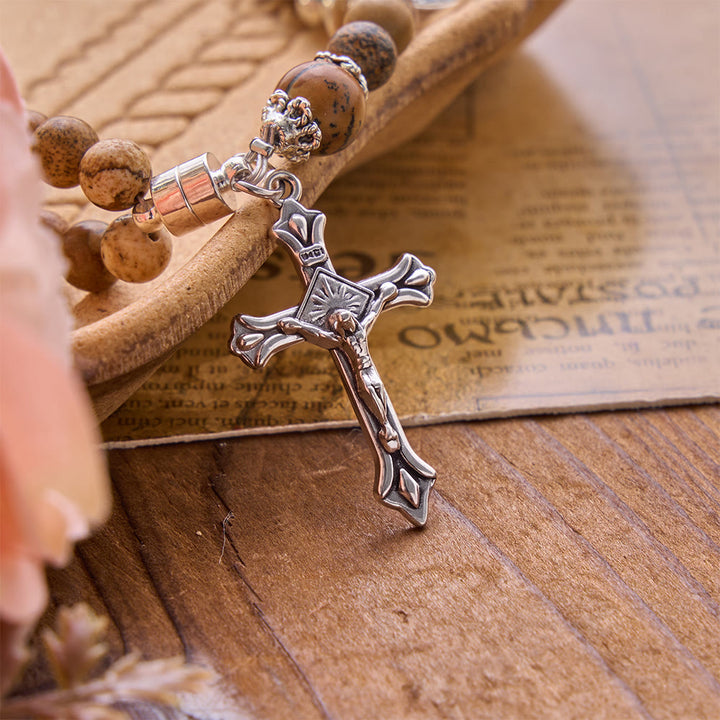 Christianartworkshop Saint Benedict & Miraculous Crystal Crucifix Bracelet: Bearer of Sacred Strength - image 8