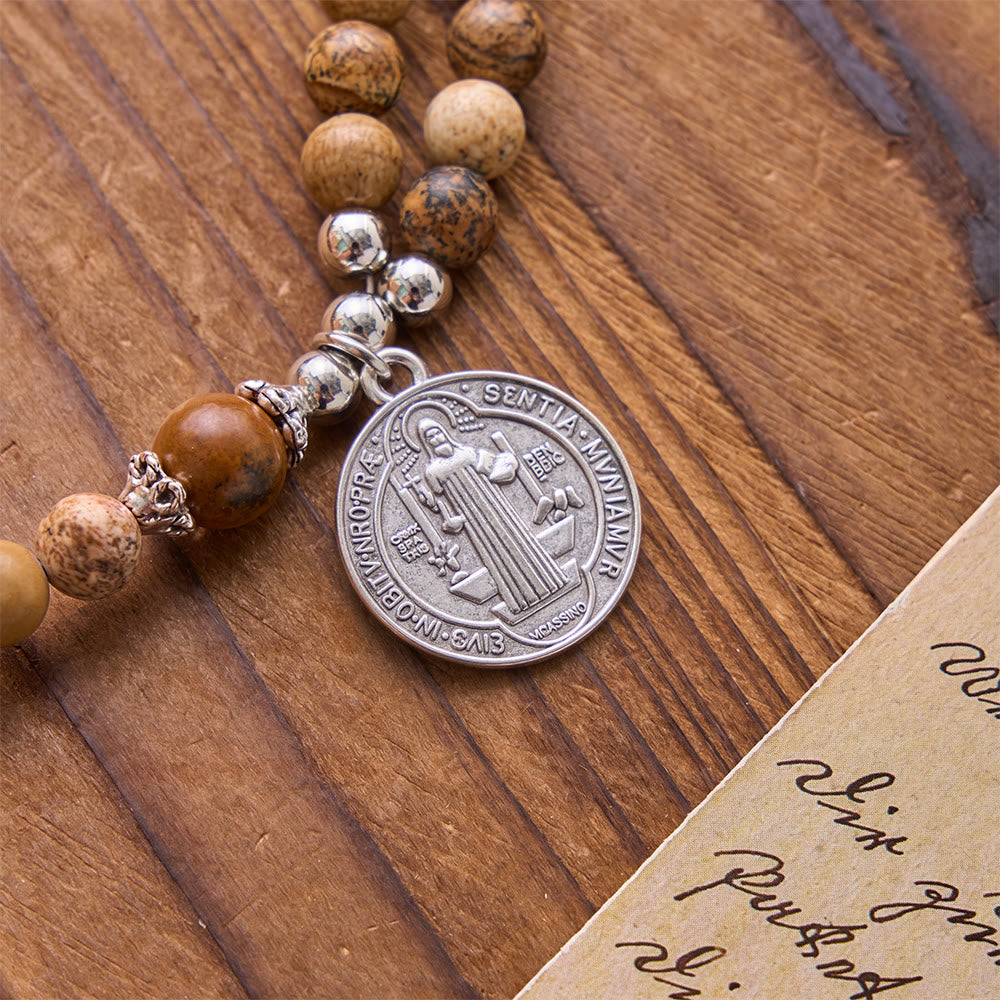 Christianartworkshop Saint Benedict & Miraculous Crystal Crucifix Bracelet: Bearer of Sacred Strength - image 9