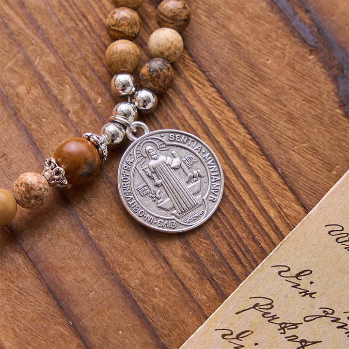 Christianartworkshop Saint Benedict & Miraculous Crystal Crucifix Bracelet: Bearer of Sacred Strength - image 9