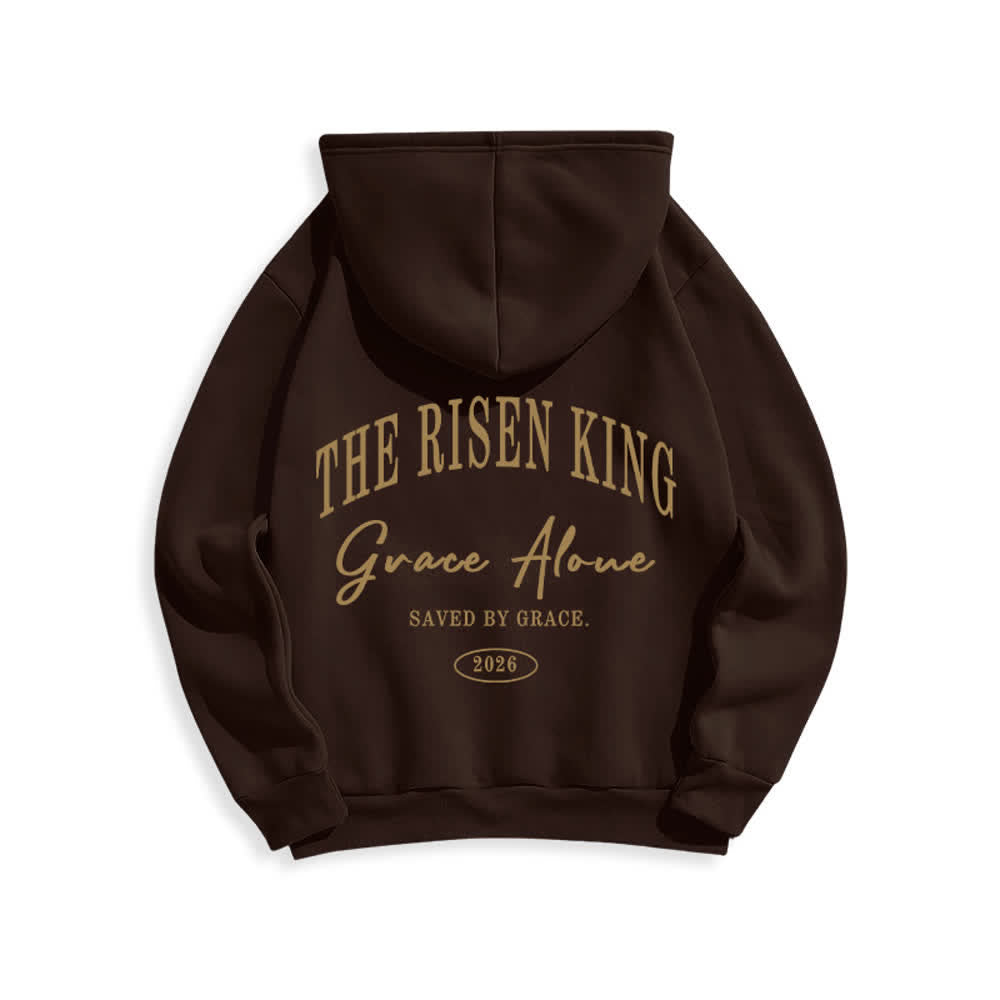 Christianartworkshop The Risen King Grace Alone Light Gray Pullover Hoodie - image 16