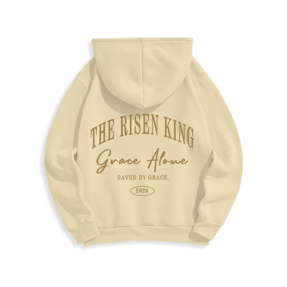 Christianartworkshop The Risen King Grace Alone Light Gray Pullover Hoodie - image 7