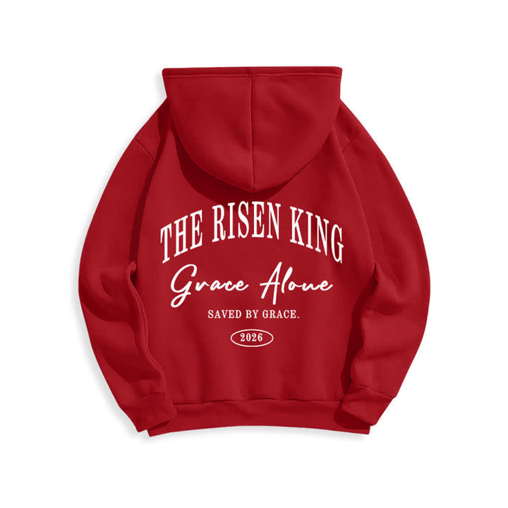 Christianartworkshop The Risen King Grace Alone Light Gray Pullover Hoodie - image 13