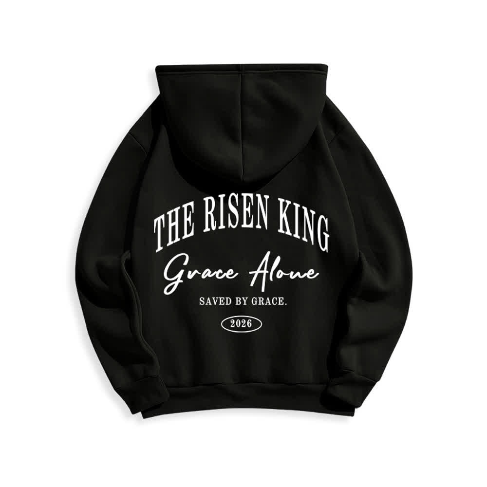 Christianartworkshop The Risen King Grace Alone Light Gray Pullover Hoodie - image 22
