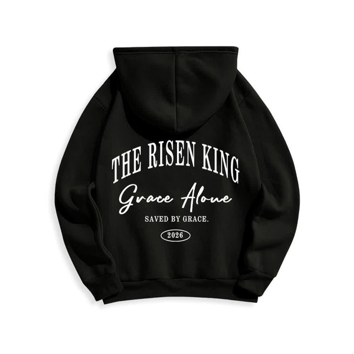 Christianartworkshop The Risen King Grace Alone Light Gray Pullover Hoodie - image 22