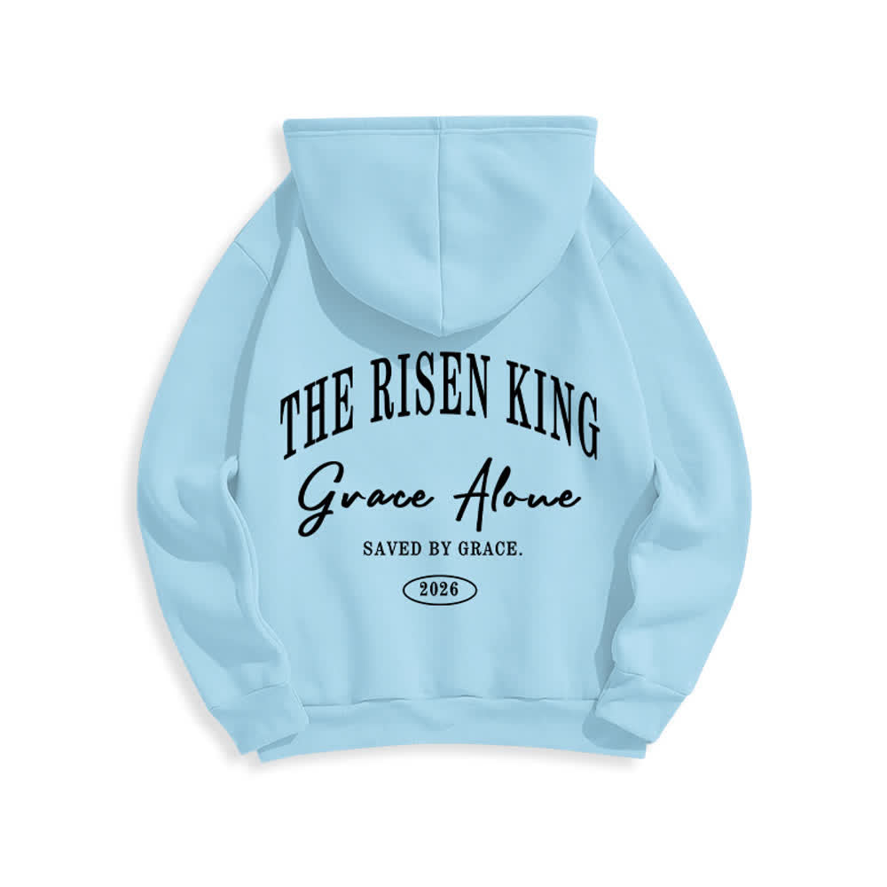 Christianartworkshop The Risen King Grace Alone Light Gray Pullover Hoodie - image 1