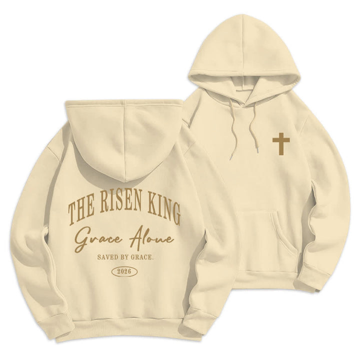 Christianartworkshop The Risen King Grace Alone Light Gray Pullover Hoodie - Beige - 2XL - image 6