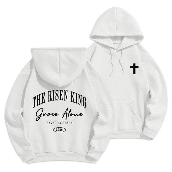 Christianartworkshop The Risen King Grace Alone Light Gray Pullover Hoodie - White - 2XL - image 3
