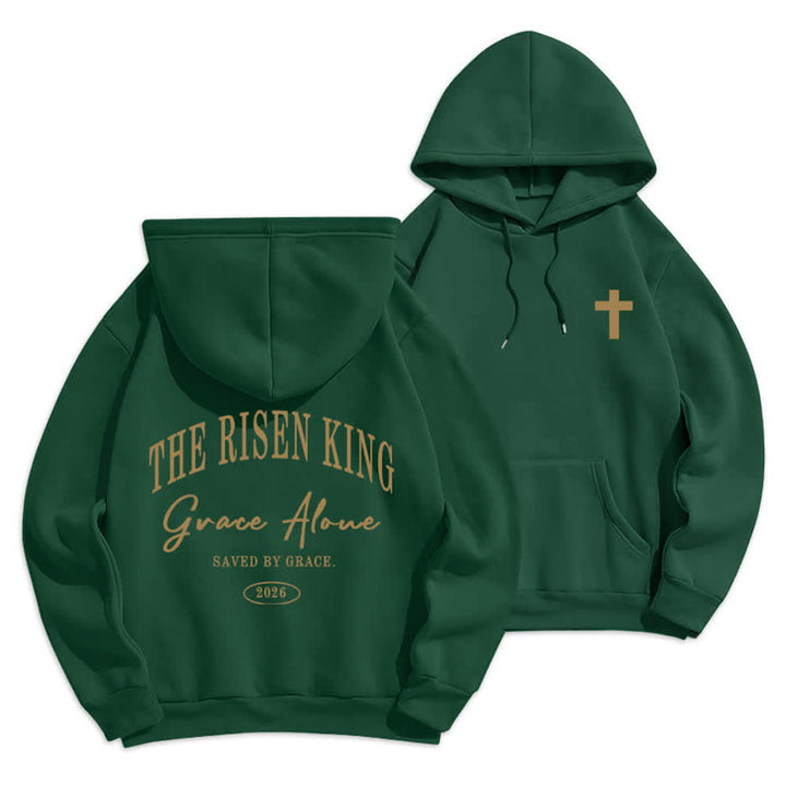 Christianartworkshop The Risen King Grace Alone Light Gray Pullover Hoodie - Green - 2XL - image 18