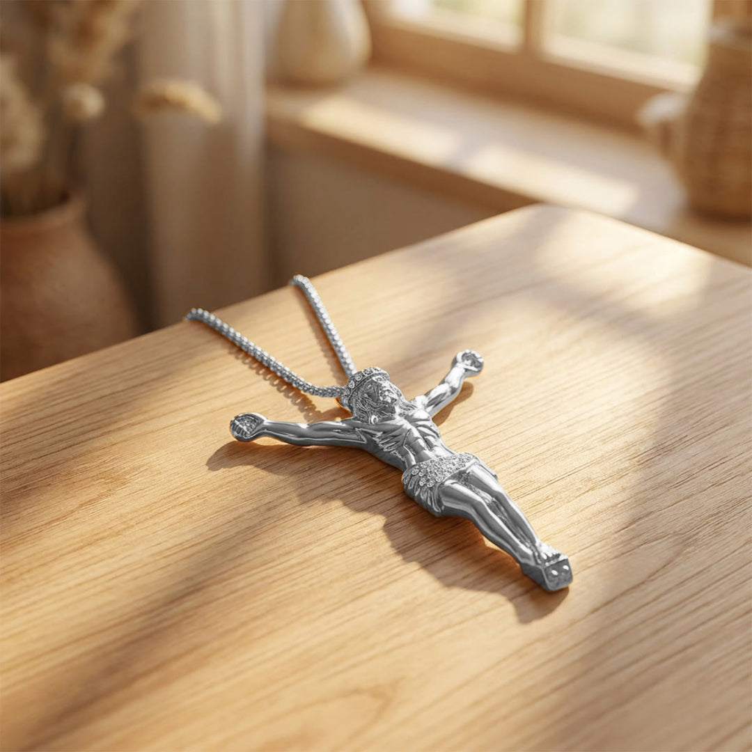 Christianartworkshop Sparkling Jesus Crucifix Chain Necklace: Sign of Gentle Celestial Shelter - image 10