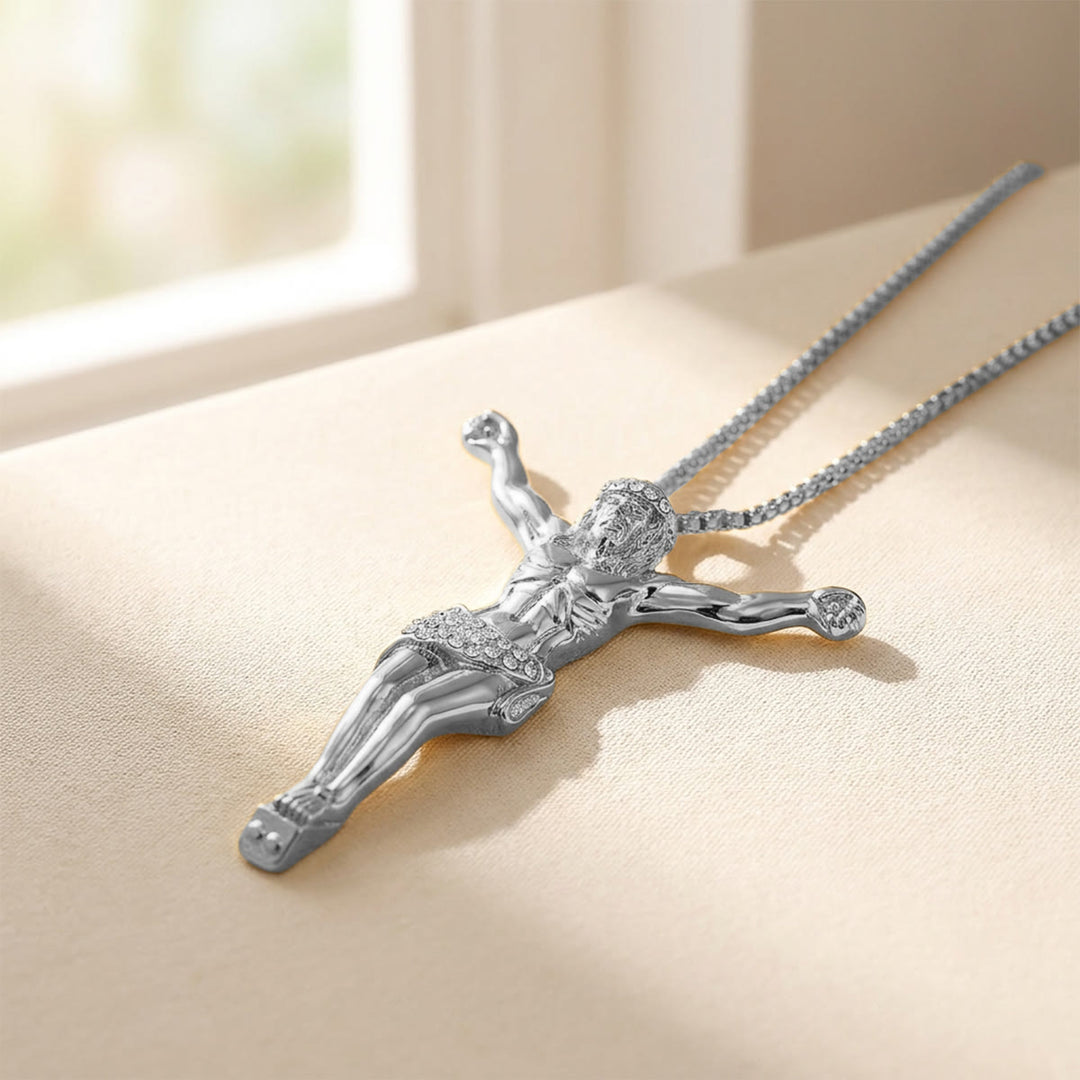 Christianartworkshop Sparkling Jesus Crucifix Chain Necklace: Sign of Gentle Celestial Shelter - image 9