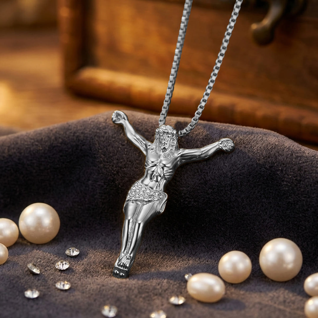Christianartworkshop Sparkling Jesus Crucifix Chain Necklace: Sign of Gentle Celestial Shelter - image 7