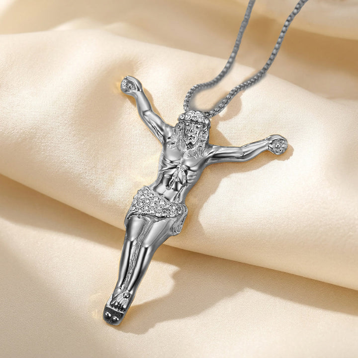 Christianartworkshop Sparkling Jesus Crucifix Chain Necklace: Sign of Gentle Celestial Shelter - image 8