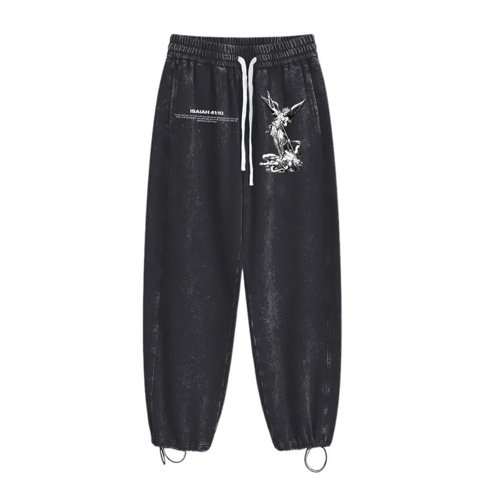 Christianartworkshop Archangel Michael Isaiah 41:10 Statement Washed Sweatpants - image 9