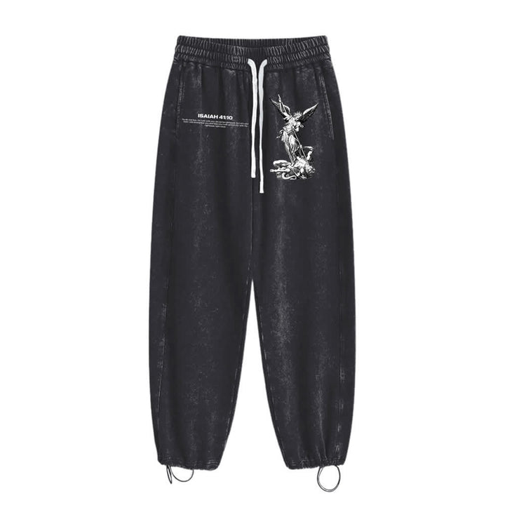 Christianartworkshop Archangel Michael Isaiah 41:10 Statement Washed Sweatpants - image 9