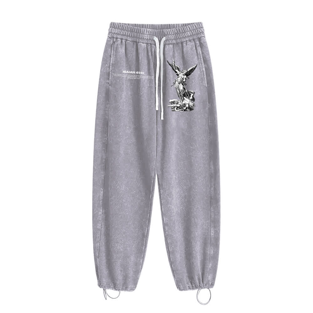 Christianartworkshop Archangel Michael Isaiah 41:10 Statement Washed Sweatpants - image 1