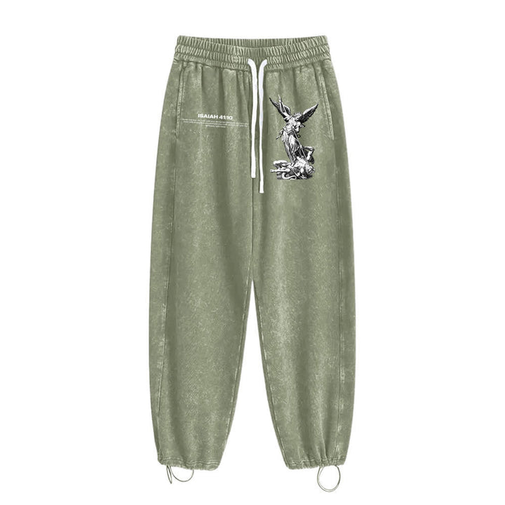 Christianartworkshop Archangel Michael Isaiah 41:10 Statement Washed Sweatpants - image 5