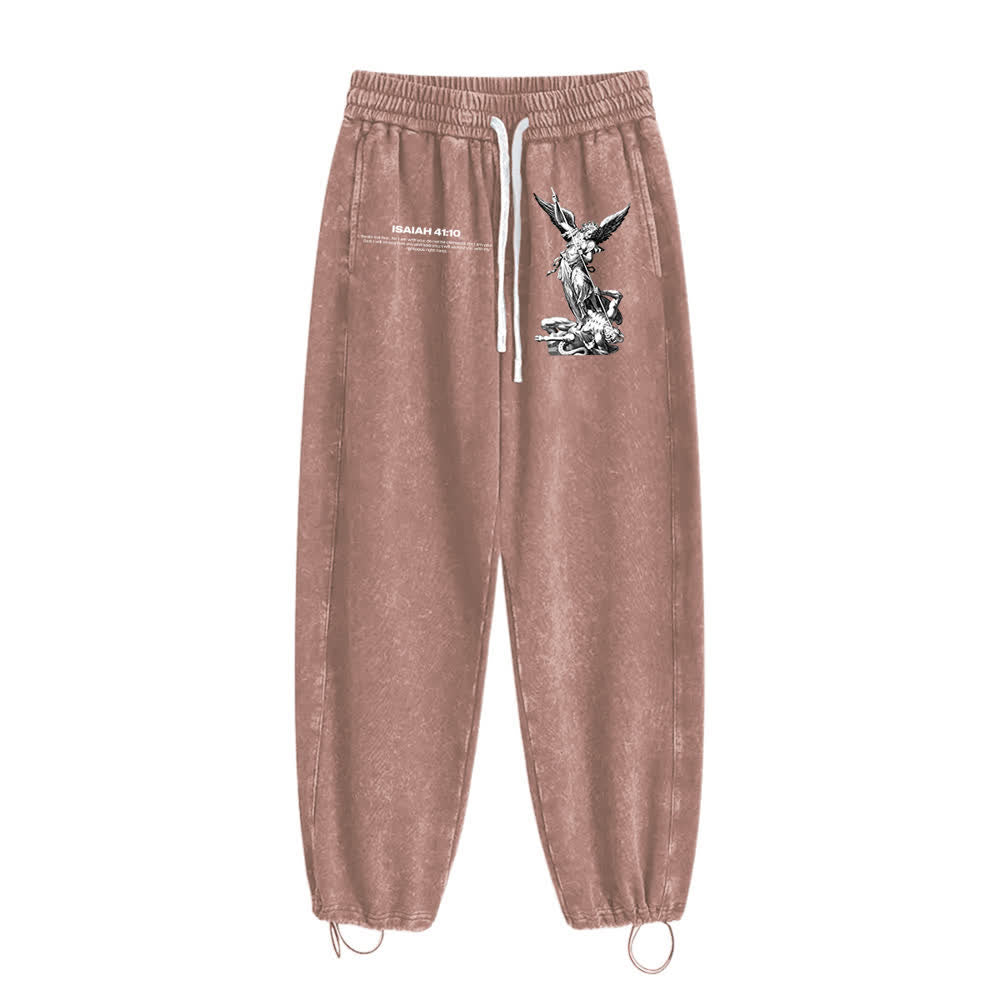 Christianartworkshop Archangel Michael Isaiah 41:10 Statement Washed Sweatpants - image 13