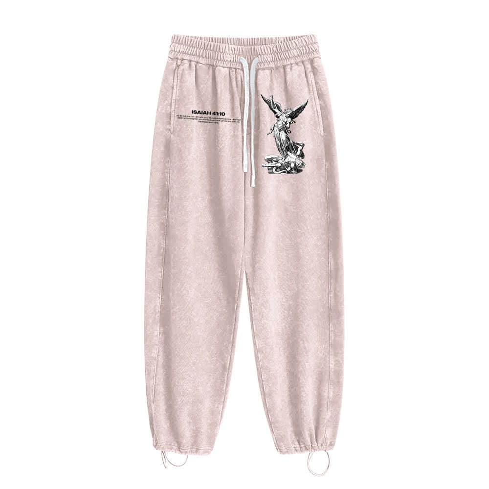 Christianartworkshop Archangel Michael Isaiah 41:10 Statement Washed Sweatpants - image 21