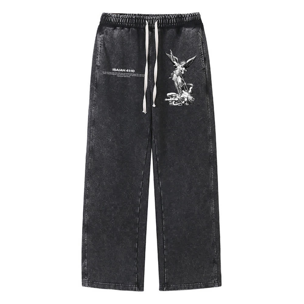 Christianartworkshop Archangel Michael Isaiah 41:10 Statement Washed Sweatpants - Black - XL - image 8