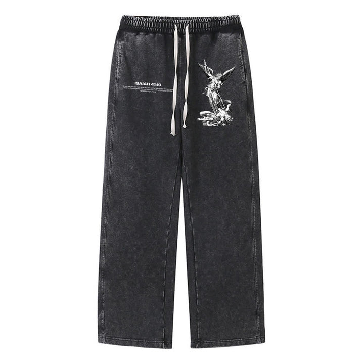 Christianartworkshop Archangel Michael Isaiah 41:10 Statement Washed Sweatpants - Black - XL - image 8