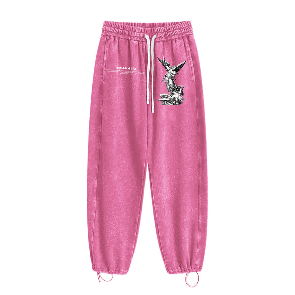 Christianartworkshop Archangel Michael Isaiah 41:10 Statement Washed Sweatpants - image 17