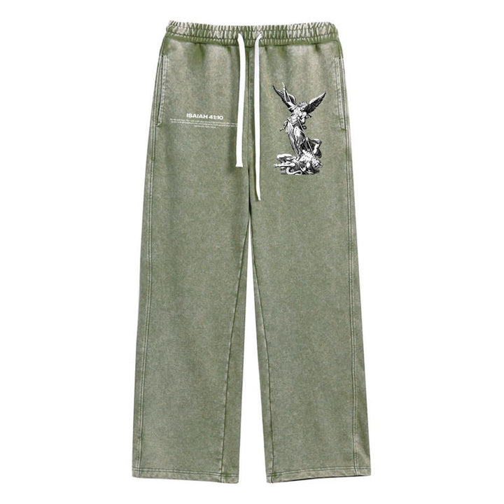 Christianartworkshop Archangel Michael Isaiah 41:10 Statement Washed Sweatpants - Army Green - XL - image 4