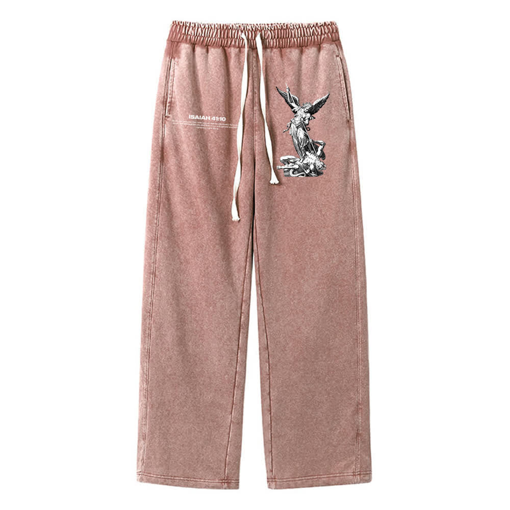 Christianartworkshop Archangel Michael Isaiah 41:10 Statement Washed Sweatpants - Brown - XL - image 12