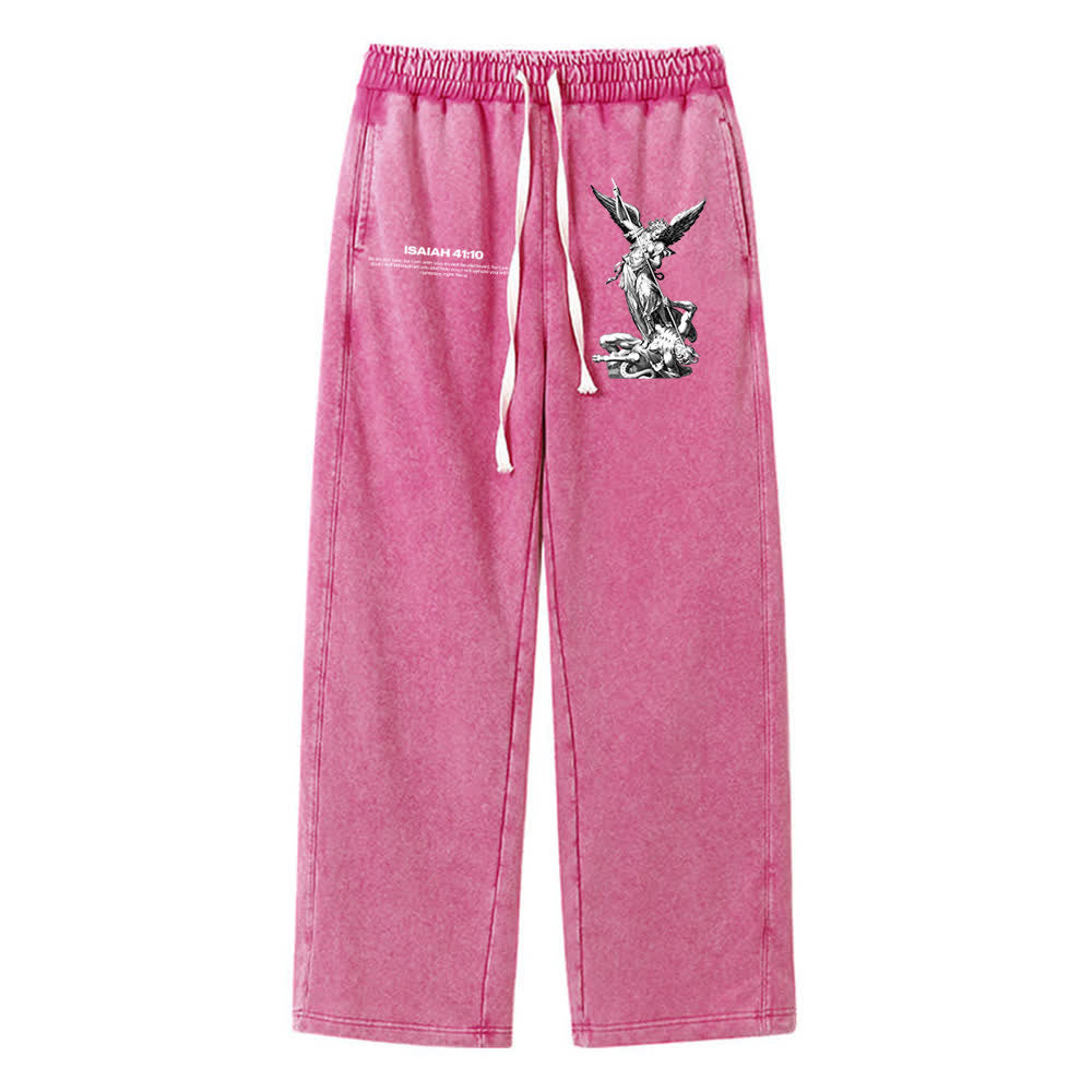 Christianartworkshop Archangel Michael Isaiah 41:10 Statement Washed Sweatpants - Rose - XL - image 16