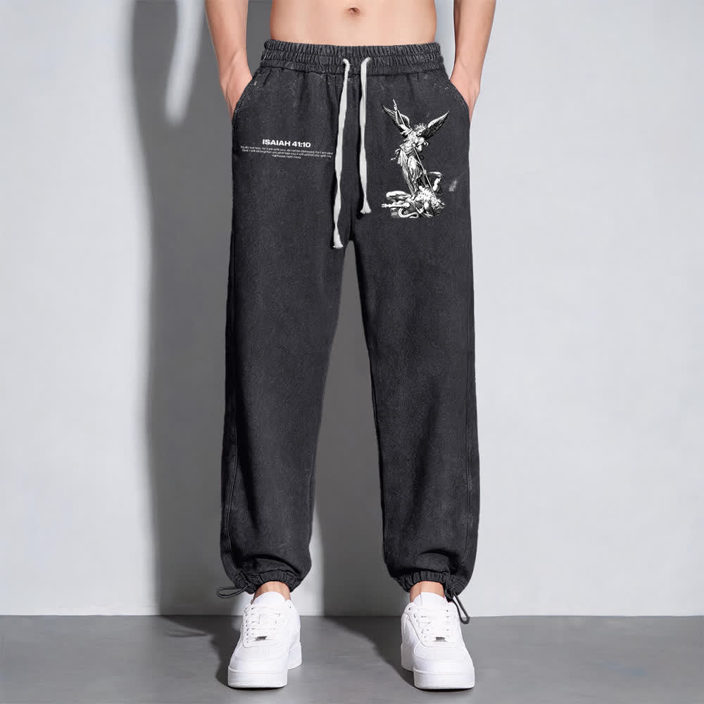 Christianartworkshop Archangel Michael Isaiah 41:10 Statement Washed Sweatpants - image 11