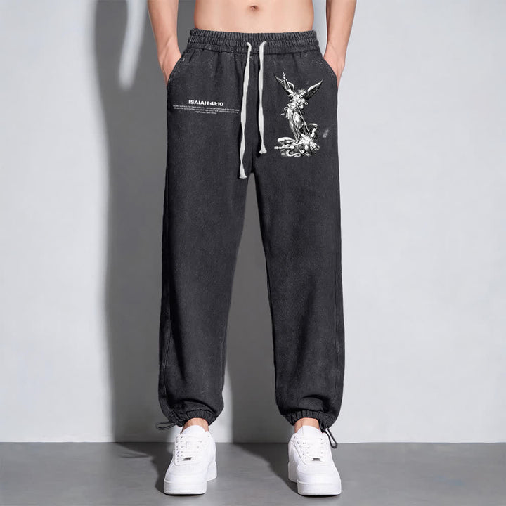 Christianartworkshop Archangel Michael Isaiah 41:10 Statement Washed Sweatpants - image 11