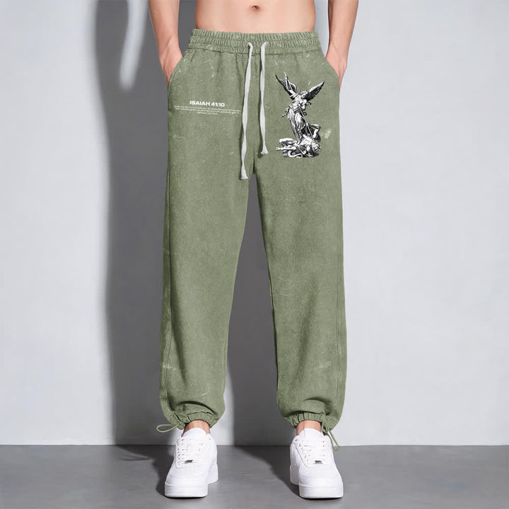 Christianartworkshop Archangel Michael Isaiah 41:10 Statement Washed Sweatpants - image 7